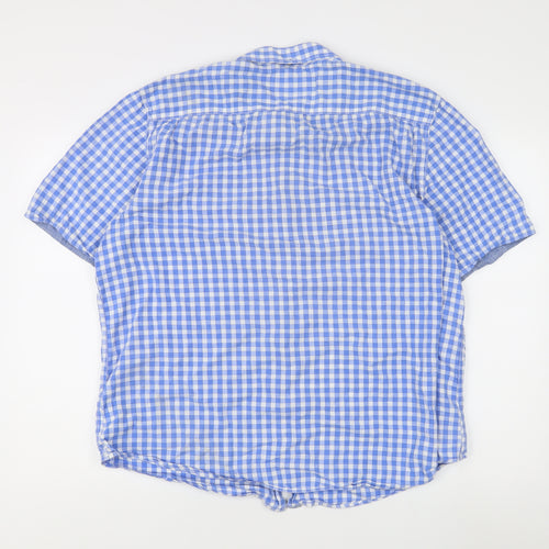 Red Herring Men's Blue Check Short Sleeve Shirt 2XL