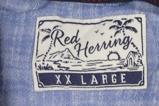 Red Herring Men's Blue Check Short Sleeve Shirt 2XL