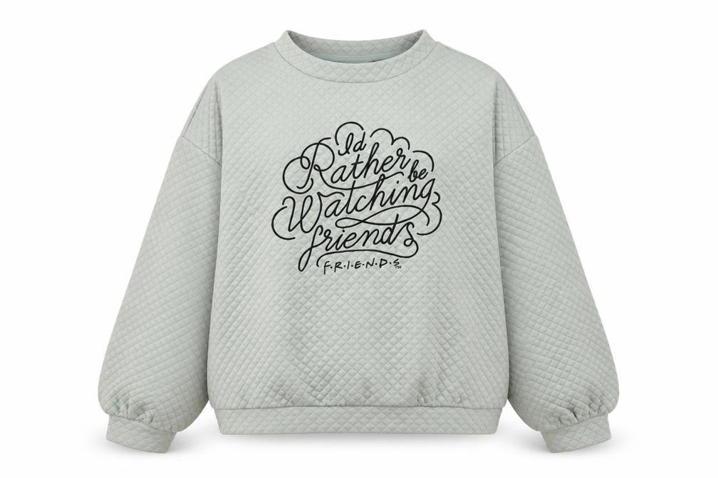 Front view of FRIENDS Women's Green Pullover Sweatshirt, size 8/10