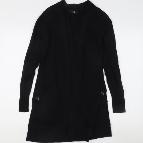 Wallis Women's Black Open Front Cardigan, Size S, Button Accent