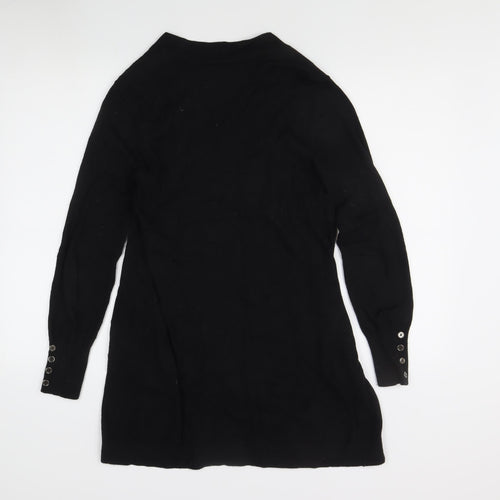Wallis Women's Black Open Front Cardigan, Size S, Button Accent