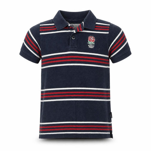 England Rugby Boys Blue Striped Polo Shirt 8 Years