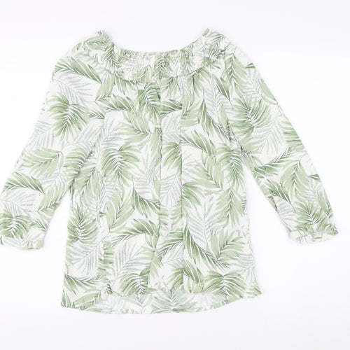 Fat Face Women's Green Floral Off-Shoulder Top Size 8