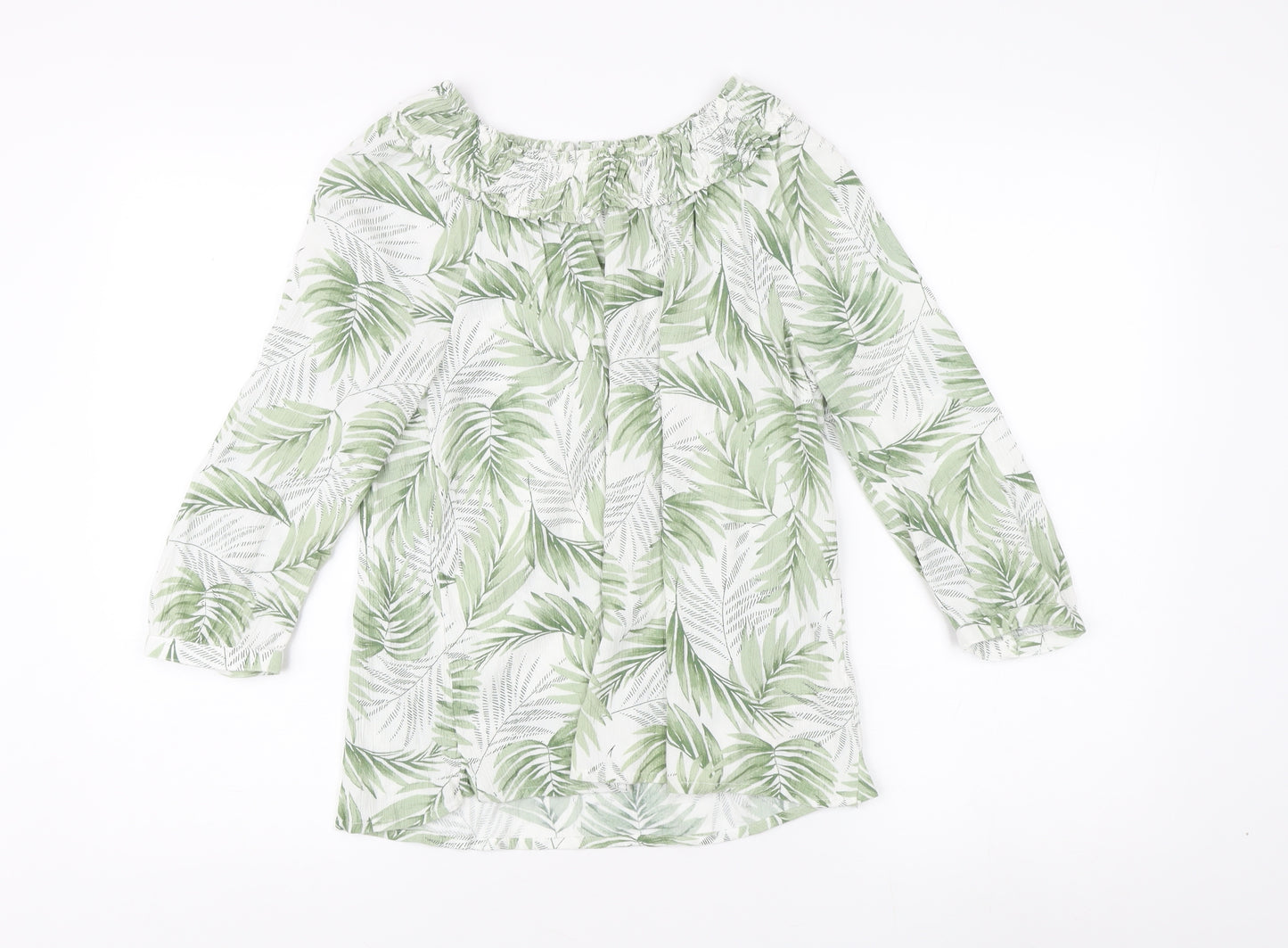 Fat Face Women's Green Floral Off-Shoulder Top Size 8