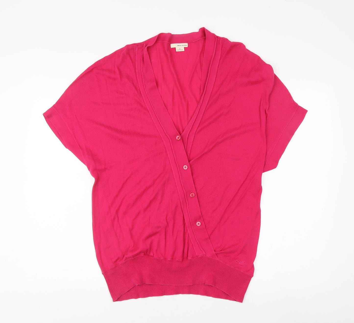 DKNY Jeans Women's Pink Button-Up Top Size M V-Neck