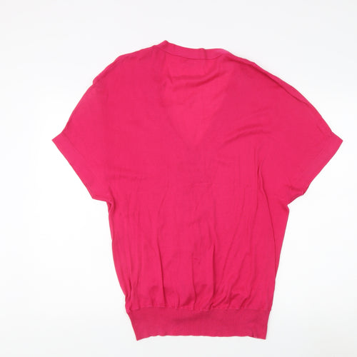 DKNY Jeans Women's Pink Button-Up Top Size M V-Neck