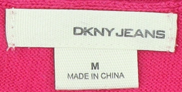 DKNY Jeans Women's Pink Button-Up Top Size M V-Neck
