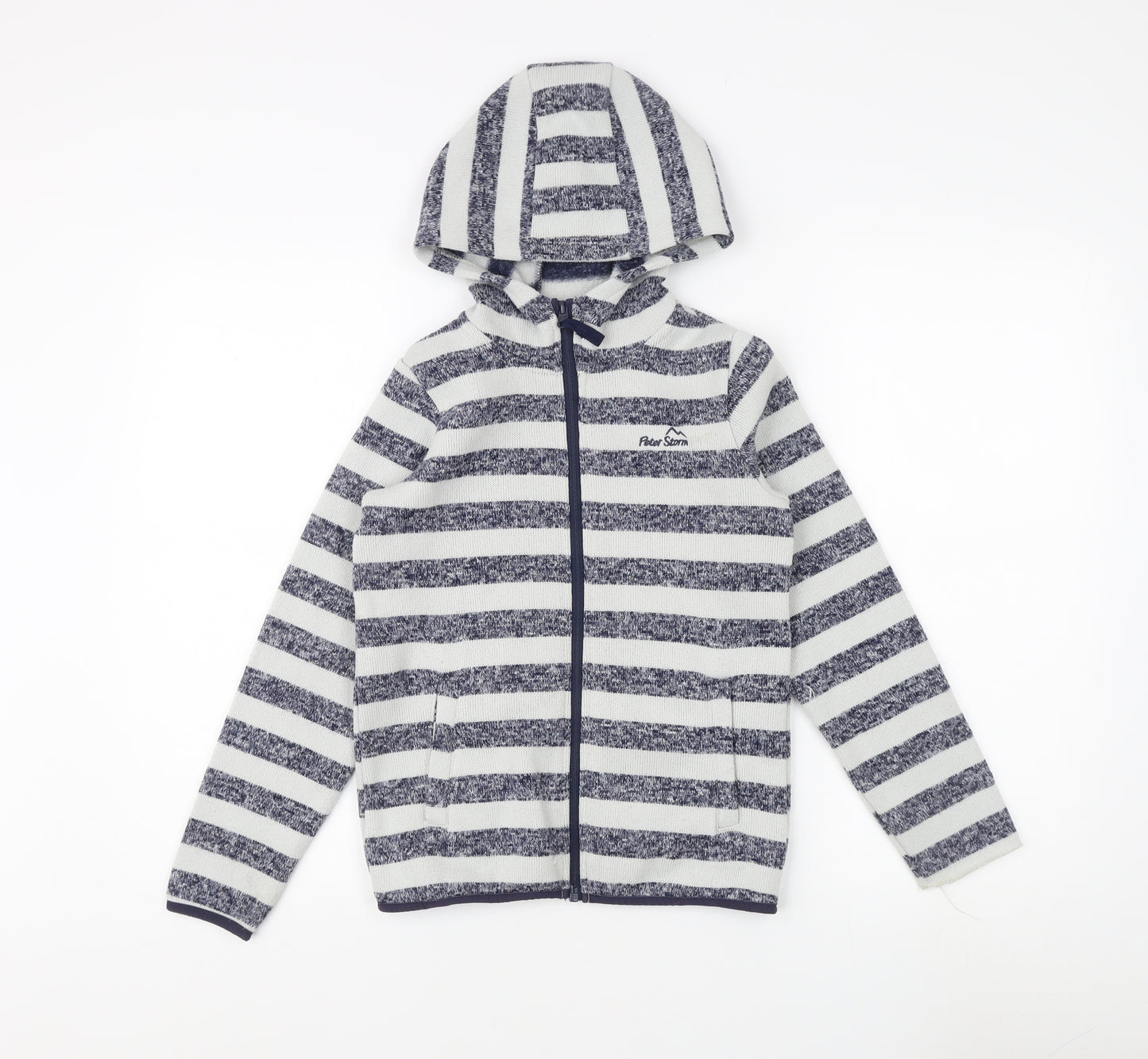 Peter Storm Boys Grey Striped Hooded Jacket Size 9-10