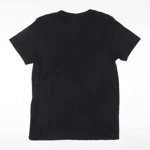 Jack & Jones Men's Black T-Shirt, Size L, Crew Neck