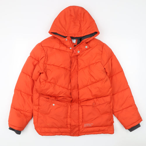 Reserved Men's Orange Hooded Puffer Jacket Size 164