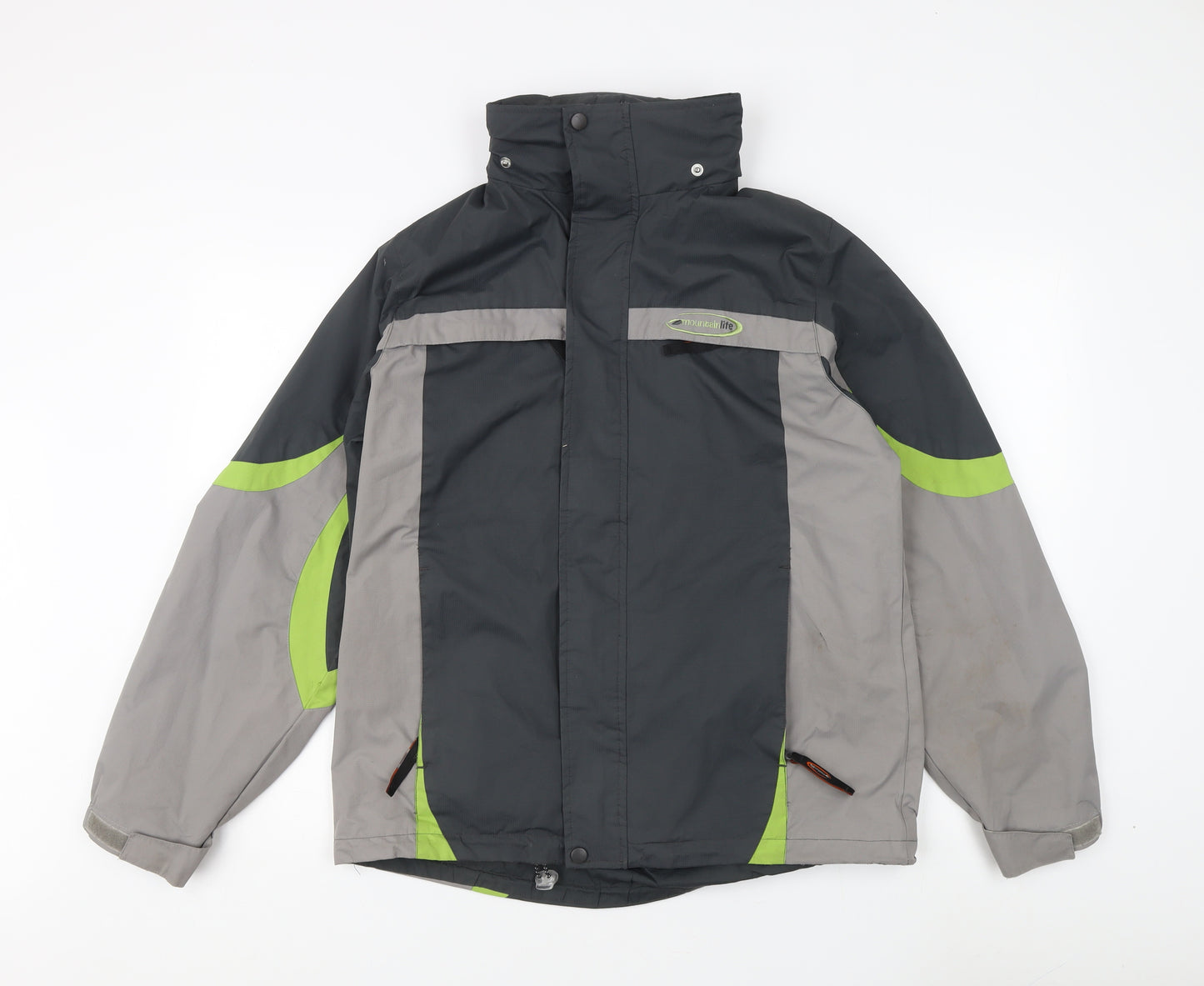 Mountainlife Men's Grey & Green Windbreaker Jacket S