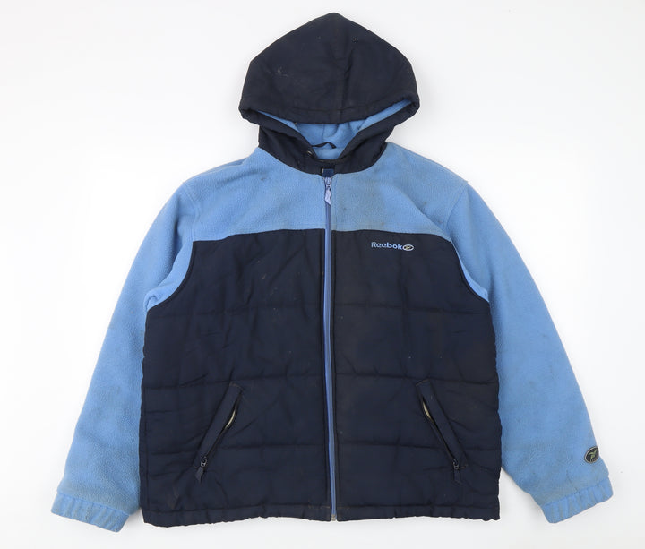 Reebok Women's Blue Puffer Jacket Size 12 Hooded Winter Coat