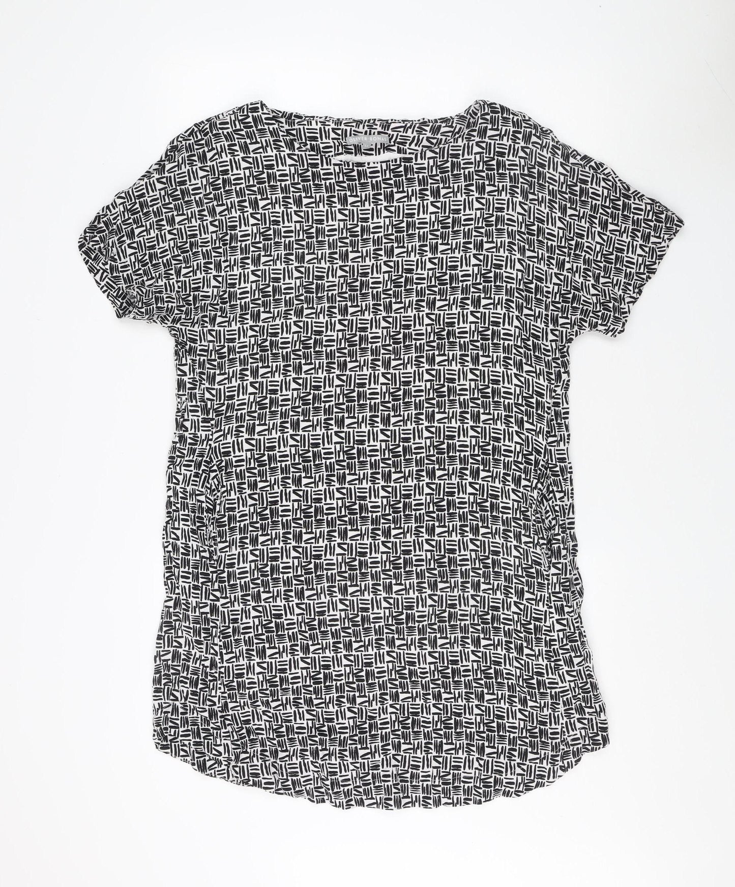 Oliver Bonas Women's Geometric Black T-Shirt, Size 14