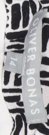 Oliver Bonas Women's Geometric Black T-Shirt, Size 14