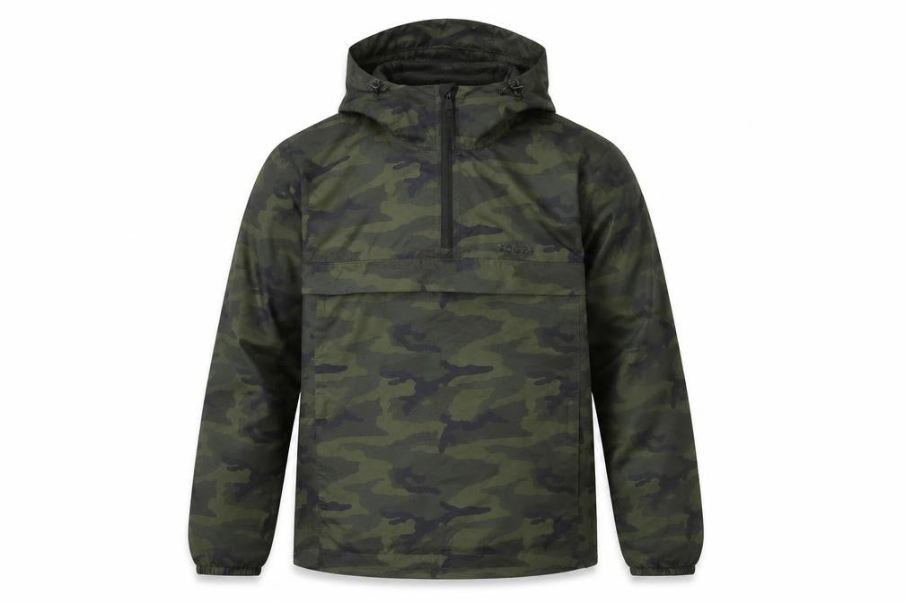 Front view of TOG24 Men's Green Camouflage Pullover Hoodie