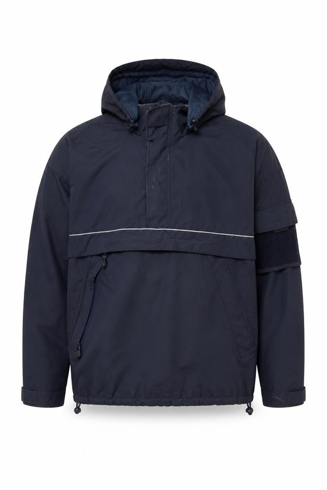 Front view of Gap Men's Blue L Pullover Hoodie, Hooded, Relaxed Fit
