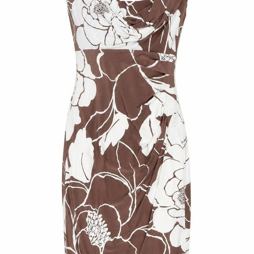 Phase Eight Women's Brown Ivory Floral Sheath Dress Size 8