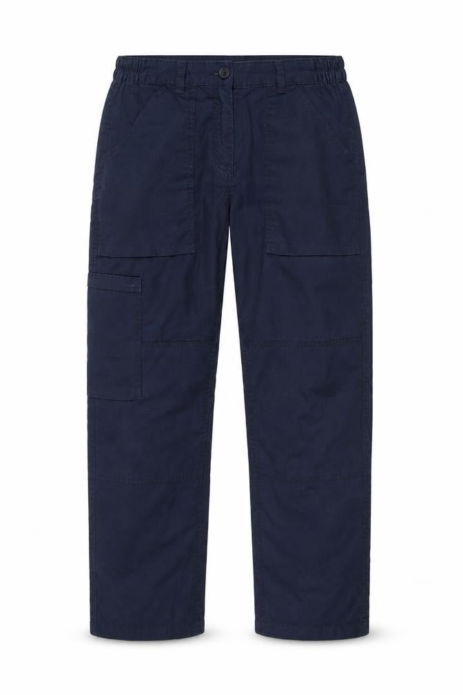 Front view of Regatta Professional women’s navy cargo trousers, size UK 12