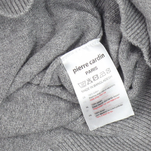 Pierre Cardin Men's Grey Cotton V-Neck Pullover Jumper Large