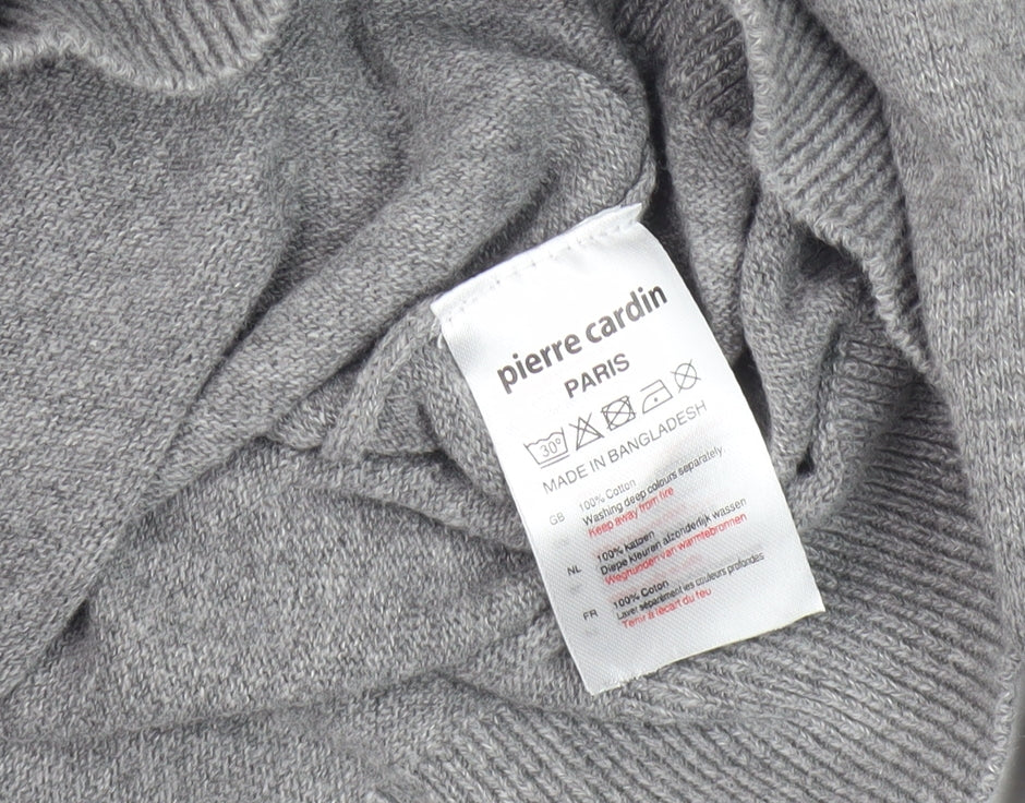 Pierre Cardin Men's Grey Cotton V-Neck Pullover Jumper Large