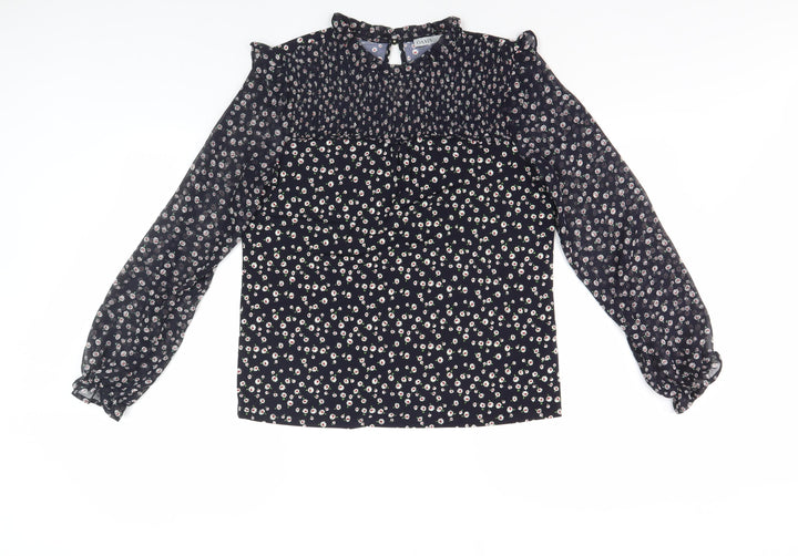 Oasis Women's Black Floral Blouse, Size S