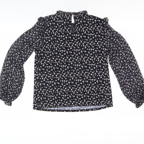 Oasis Women's Black Floral Blouse, Size S