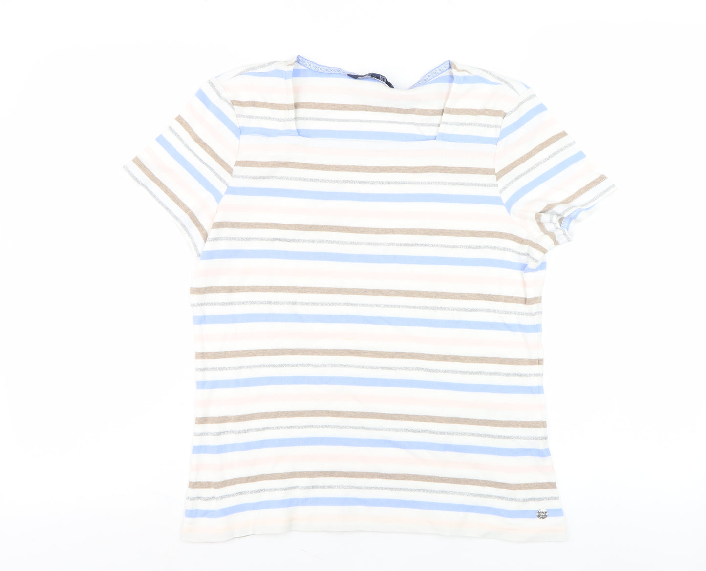 Maine Women's Multicoloured Striped T-Shirt, Size 14