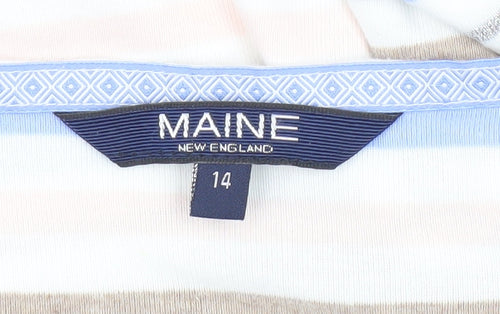 Maine Women's Multicoloured Striped T-Shirt, Size 14