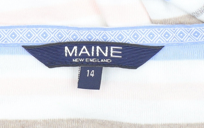 Maine Women's Multicoloured Striped T-Shirt, Size 14