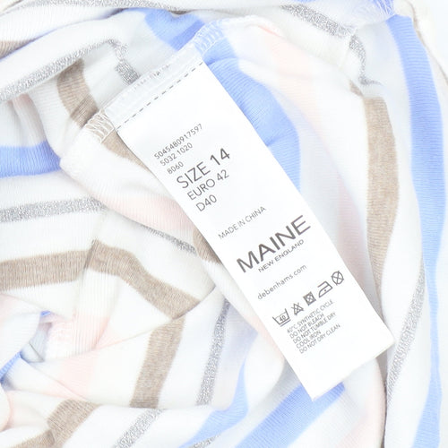 Maine Women's Multicoloured Striped T-Shirt, Size 14