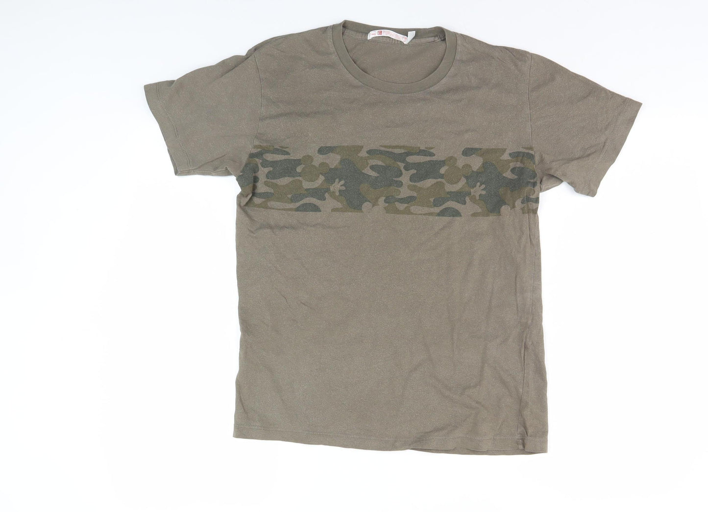 Uniqlo Disney Camouflage Mickey Mouse T-Shirt XS Brown