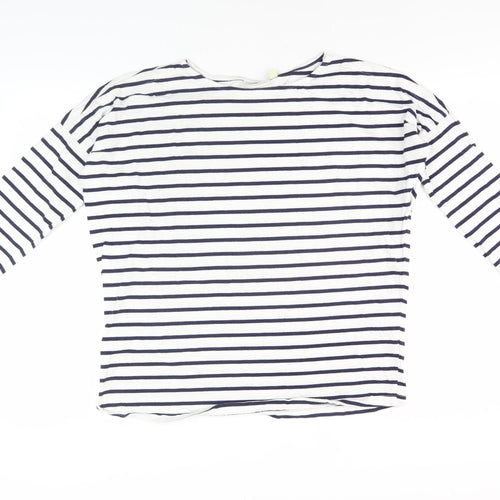 JoJo Maman Bébé Women's White Striped 3/4 Sleeve T-Shirt