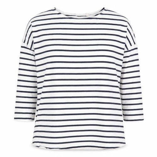 JoJo Maman Bébé Women's White Striped 3/4 Sleeve T-Shirt