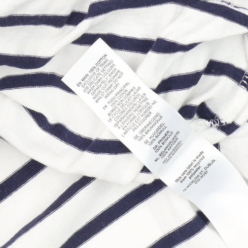 JoJo Maman Bébé Women's White Striped 3/4 Sleeve T-Shirt