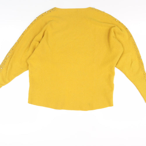 Quiz Women's Yellow Jumper L Dolman Sleeve Studded
