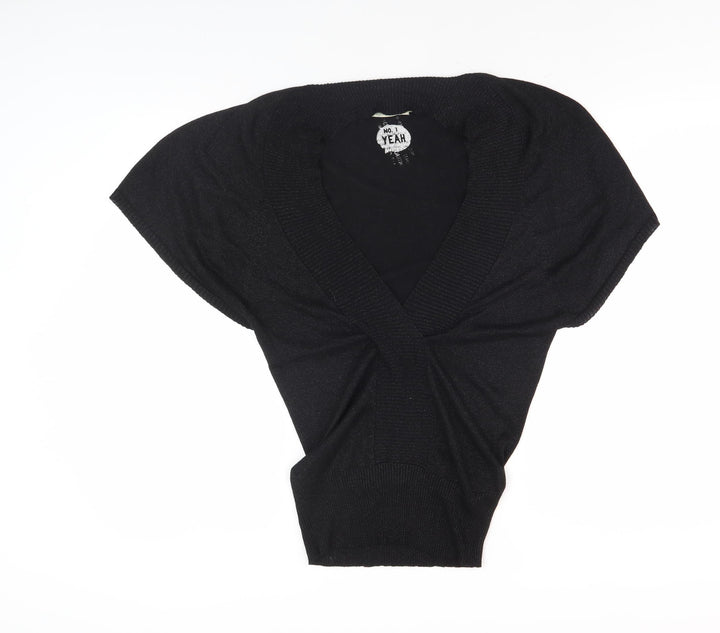 ICHI Women's Black V-Neck Top, Size M, Lurex Blend