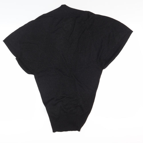 ICHI Women's Black V-Neck Top, Size M, Lurex Blend