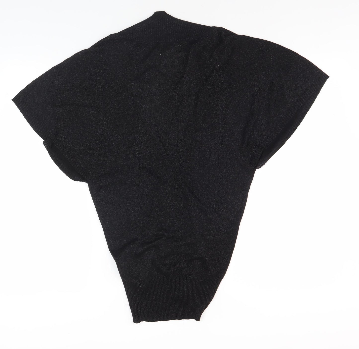 ICHI Women's Black V-Neck Top, Size M, Lurex Blend