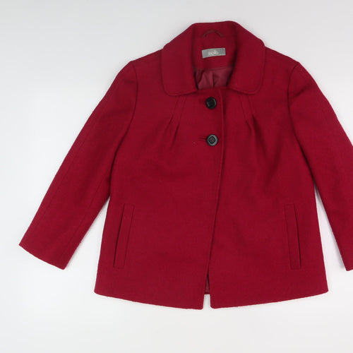 Wallis Women's Red Pea Coat, Size 10, Buttoned Style