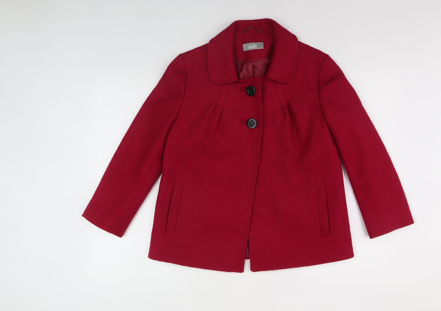 Wallis Women's Red Pea Coat, Size 10, Buttoned Style