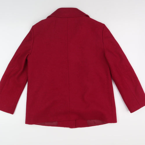 Wallis Women's Red Pea Coat, Size 10, Buttoned Style