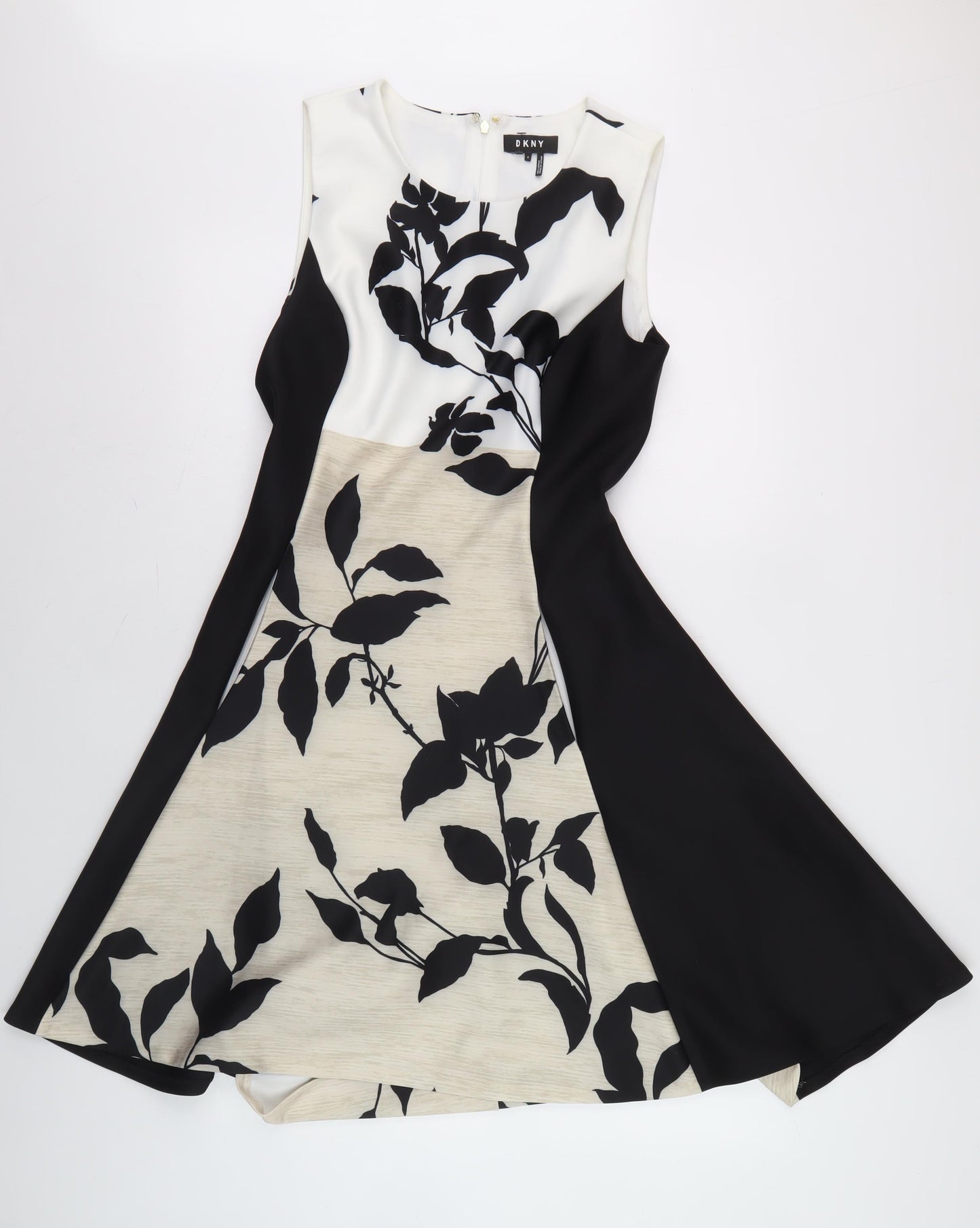 DKNY Women's A-Line Floral Dress, Size 8, Black/White