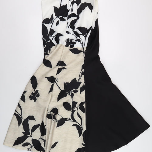 DKNY Women's A-Line Floral Dress, Size 8, Black/White