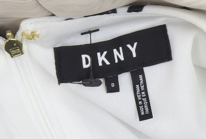 DKNY Women's A-Line Floral Dress, Size 8, Black/White