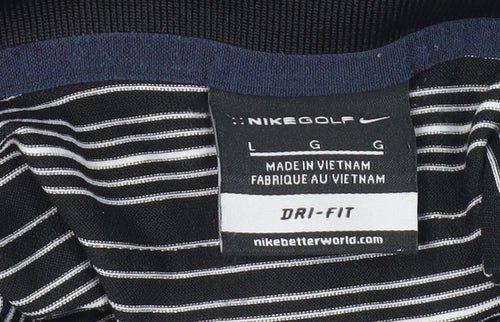 Nike Men’s Black Striped Golf Polo Shirt Size L