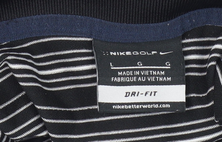 Nike Men’s Black Striped Golf Polo Shirt Size L
