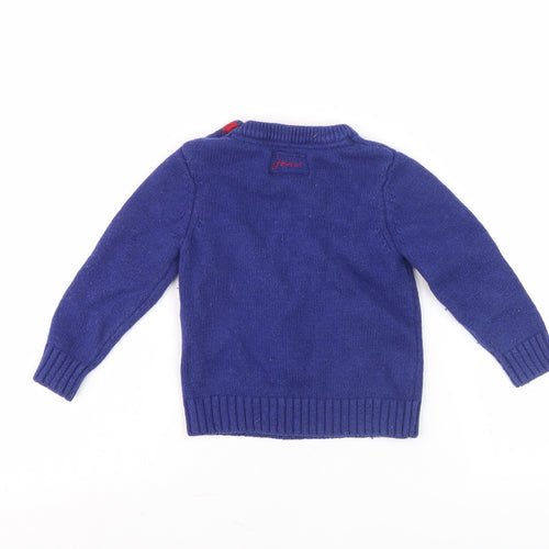Joules Boys Blue Animal Christmas Pullover Jumper, 4-5 Years