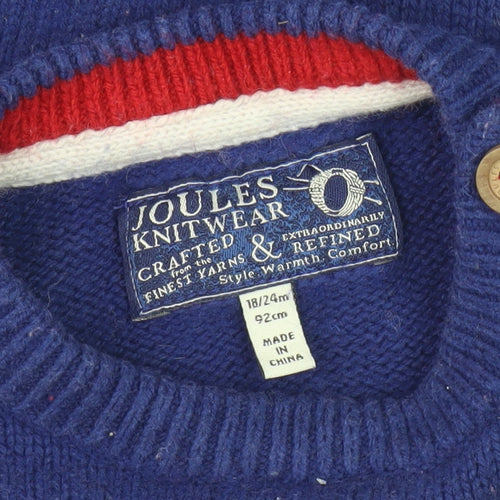 Joules Boys Blue Animal Christmas Pullover Jumper, 4-5 Years