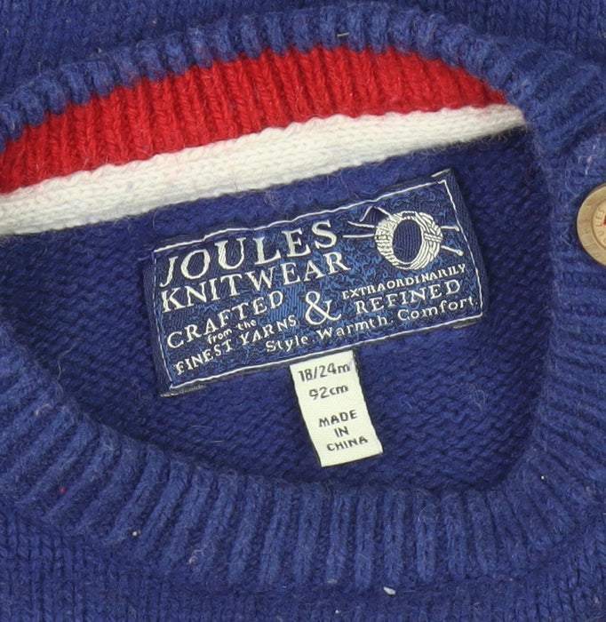 Joules Boys Blue Animal Christmas Pullover Jumper, 4-5 Years