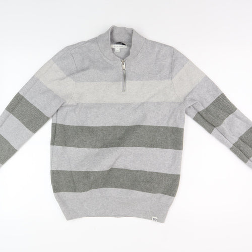 Marks and Spencer Men's Grey Full Zip Jumper, S